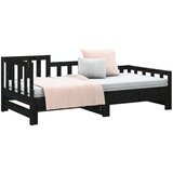  Dnevni ležaj na izvlačenje crni 2x(90x200) cm masivna borovina | shoptok.hr