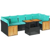  Vrtna garnitura - 10-dijelni set vrtnih sofa s jastucima crni poliratana bagrem - Crna sa spremištem 1 | shoptok.hr