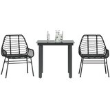  Vrtni blagovaonski set od 3 dijela, crni poliratan, staklo | Eponuda.com