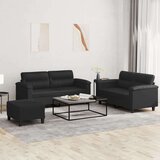  3-dijelni set sofa s jastucima crni od umjetne kože | shoptok.hr
