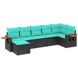 vidaXL Vrtna sedežna garnitura 7-delna z blazinami črn poli ratan, (21093686) | Shoptok.si