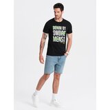 Ombre Men's cotton t-shirt with large inscription - black | Shoptok.si