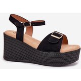 Boto Wedge Sandals For Women With Buckle Black Liniella | Shoptok.si