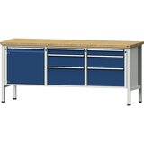 ANKE Delovna miza, izvedba z ogrodjem, 1 vrata 540 mm, 6 predalov, višina 890 mm, masivna bukovina | Shoptok.si