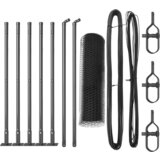 vidaXL Ograja v obliki heksagona siva 0.6x10 m jeklo, Stebri za ograje s podnožjem 7 kos Ø32mm 70cm galvanizirano jeklo | Shoptok.si