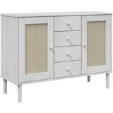 vidaXL Komoda SENJA bijela izgled ratana 112x40x80 cm masivna borovina | shoptok.hr
