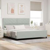 vidaXL Postelja Svjetlo Siva 200x200 cm Žamet, (22049256) | Shoptok.si