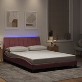  Okvir kreveta s LED-om bez madraca Hanko ružičasti 140 x 200 cm baršunasti | shoptok.hr