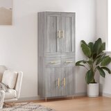 vidaXL Visoka komoda siva sonoma 69,5x34x180 cm inženirski les | Shoptok.si