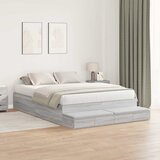  Krevet s ladicama Siva Sonoma 140 cm Konstruirano drvo | shoptok.hr