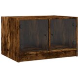 vidaXL Klubska mizica s steklenimi vrati dimljeni hrast 68x50x42 cm, (21026517) Cene