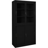  Uredski ormarić s kliznim vratima crni 90 x 40 x 180 cm čelični | shoptok.hr