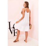 Kesi Włoski Women's muslin dress with straps and frill white | shoptok.hr