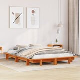 Maison Chic Posteljni okvir - Dvoposteljna postelja - Zakonska postelja brez vzmetnice vošč. rjav 150x200 cm borovina-J13118, (21765176) | Shoptok.si