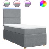 vidaXL Box spring postelja z vzmetnico svetlo siva 80x200 cm blago, (21305050) | Shoptok.si