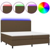 vidaXL Krevet box spring s madracem LED tamnosmeđi 200x200 cm tkanina | shoptok.hr