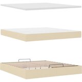 vidaXL Otomanski posteljni okvir z vzmetnico krem 160x200 cm blago | Shoptok.si