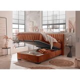 MID.YOU POSTELJA Z VZMETNICO 120 cm x 200 cm , tekstil, leseni material barve konjaka | Shoptok.si