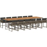 vidaXL 13-dijelni vrtni blagovaonski set s jastucima poliratan sivi | shoptok.hr