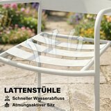Bistro set metalni vrtni namještaj od 3 dijela s 2 vrtne stolice stakleni stol letvičasti dizajn otporan na hrđu | shoptok.hr