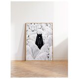 Wallxpert uramljena slika 115191, crni konj među belim konjima, 30 x 40 cm, ram u boji prirodnog drveta | Eponuda.com