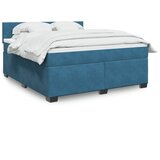 vidaXL Box spring postelja z vzmetnico modra 180x200 cm žamet Cene