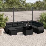 vidaXL 9-dijelni set vrtnih sofa s jastucima crni od poliratana | shoptok.hr