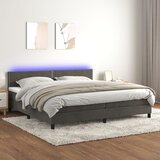  box spring s madracem LED tamnosivi 200x200 cm baršun | shoptok.hr