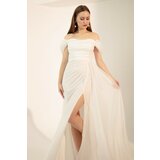Lafaba Evening & Prom Dress - White - Wrapover Cene