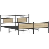Metalni Kovinski posteljni okvir brez vzmetnice sonoma hrast 160x200 cm | Shoptok.si