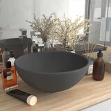 vidaXL Razkošen umivalnik okrogel mat temno siv 32,5x14 cm keramičen Cene