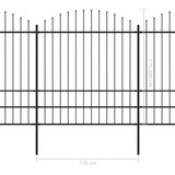  Ograja s koničastimi vrhovi jeklo (1,75-2)x13,6 m črna | Shoptok.si