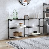 Maison Chic konzolna miza - miza ob steni s stekleno površino 158,5x30x81 cm jeklo, (21786122) | Shoptok.si