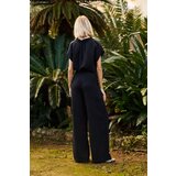 Marisse Black Cotton Wide-Leg Trousers | Shoptok.si