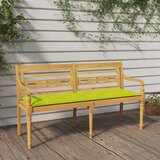 vidaXL klop batavia s svetlo zeleno blazino 150 cm trdna tikovina | Shoptok.si