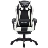  Racing stol z RGB LED lučkami belo in črno umetno usnje, (20669292) | Shoptok.si