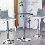  Komplet 2 podesivih barskih stolica od umjetne kože, sivo-bijelih | shoptok.hr
