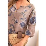 Kesi Włoski Women's cotton dress with floral pattern and 3/4 sleeve fango | Shoptok.si