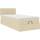 vidaXL Otomanski posteljni okvir z vzmetnico krem 80x200 cm blago, (21608283) | Shoptok.si
