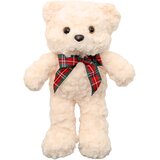  Plišasta igrača medved s kariranim metuljčkom 30cm - bela/rdeča/zelena | Shoptok.si