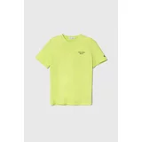 Calvin Klein Jeans Otroška bombažna kratka majica zelena barva