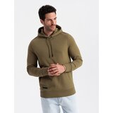 Ombre BASIC men's cotton kangaroo hooded sweatshirt - olive Cene