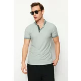 Trendyol Mint Men's Regular/Normal Cut Color Block Textured Polo Collar T-shirt