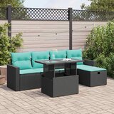  6-dijelni set vrtnih sofa poliratan i bagrem s jastucima sivi | shoptok.hr