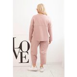 Kesi Włoski Plus Size women's set butter hoodie and pants with pockets dark pink | shoptok.hr