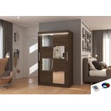 ADRK Drsna omara z ogledalom in LED lučjo LUGANO, 120 cm - ČOKOLADA | Shoptok.si