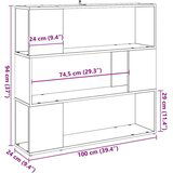 vidaXL Ormarić za knjige/Sobna pregrada staro drvo 100x24x94 cm | shoptok.hr