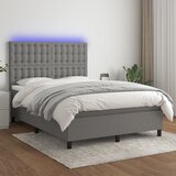 The Living Store Box spring postelja z vzmetnico LED temno siva 140x190 cm blago - Box Spring Postelja, (21518988) | Shoptok.si