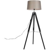 QAZQA Stoječa svetilka Tripod črna s senčilom 45 cm lanena traku Cene