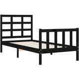 vidaXL Posteljni okvir z vzglavjem crn 2FT6 trden les | Shoptok.si